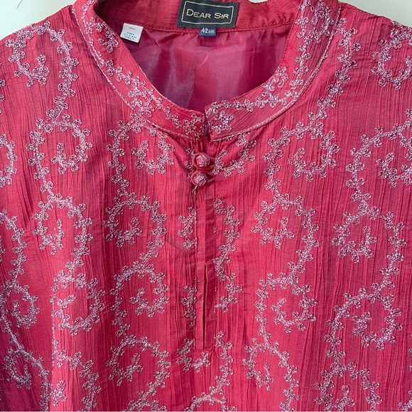 🟡Maroon Kurta for men with Fine Silver Embroidery - Picture 3 of 15